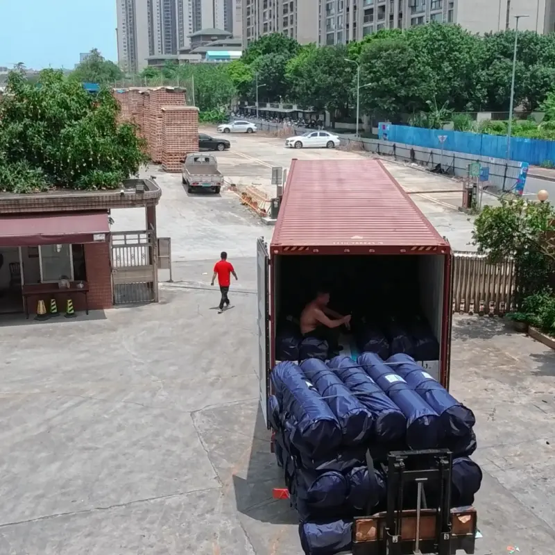 Container loading ongoing for finished mattresses