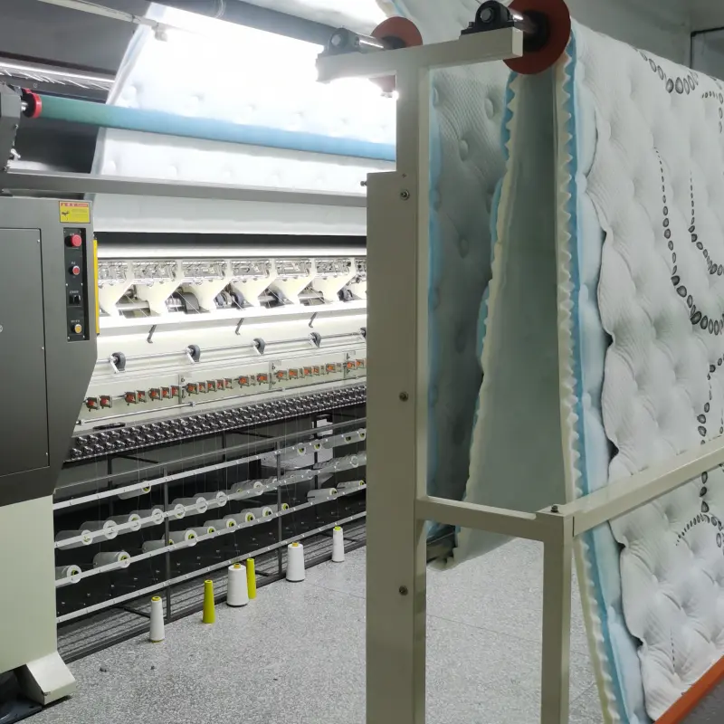 Live view of mattress quilting process