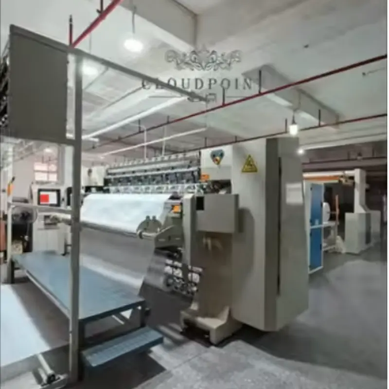 Multi-needle quilting machine in action